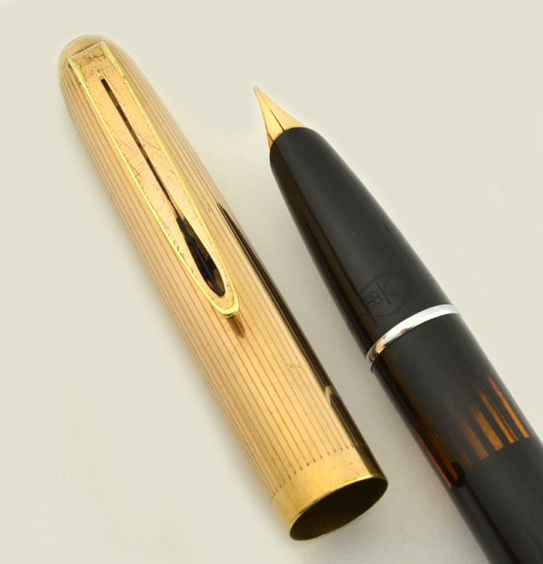Stylo Plume Aurora 88K à Piston - Plume En Or 14 Carats, Couleur Noir Et Argent - Occasion Fonctionnel